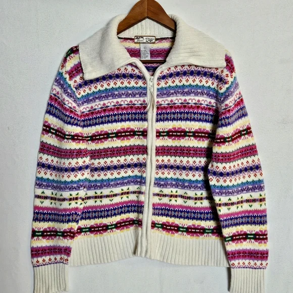 Vintage Heirloom Collectibles 2004 Colorful Zip Front Sweater Size Large - Picture 1 of 11